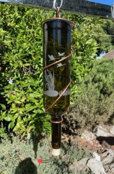 Glass Bottle Bird Feeder with Etched Design--Geese over Tule's