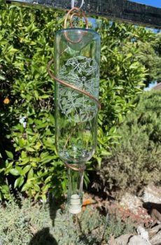 Glass Bottle Bird Feeder with Etched Design--Dragonflies Circle