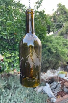 Etched Bottle Wind Chimes --Mountains